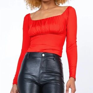 Princess Polly Red Long-sleeve Bodysuit